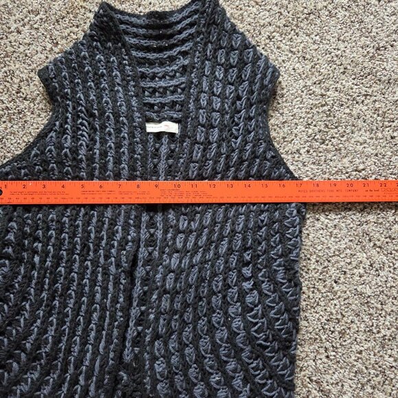 Sleeping On Snow Wool Blend Cardigan Womens S/M Sleeveless Black Chunky Wrap - Picture 6 of 7